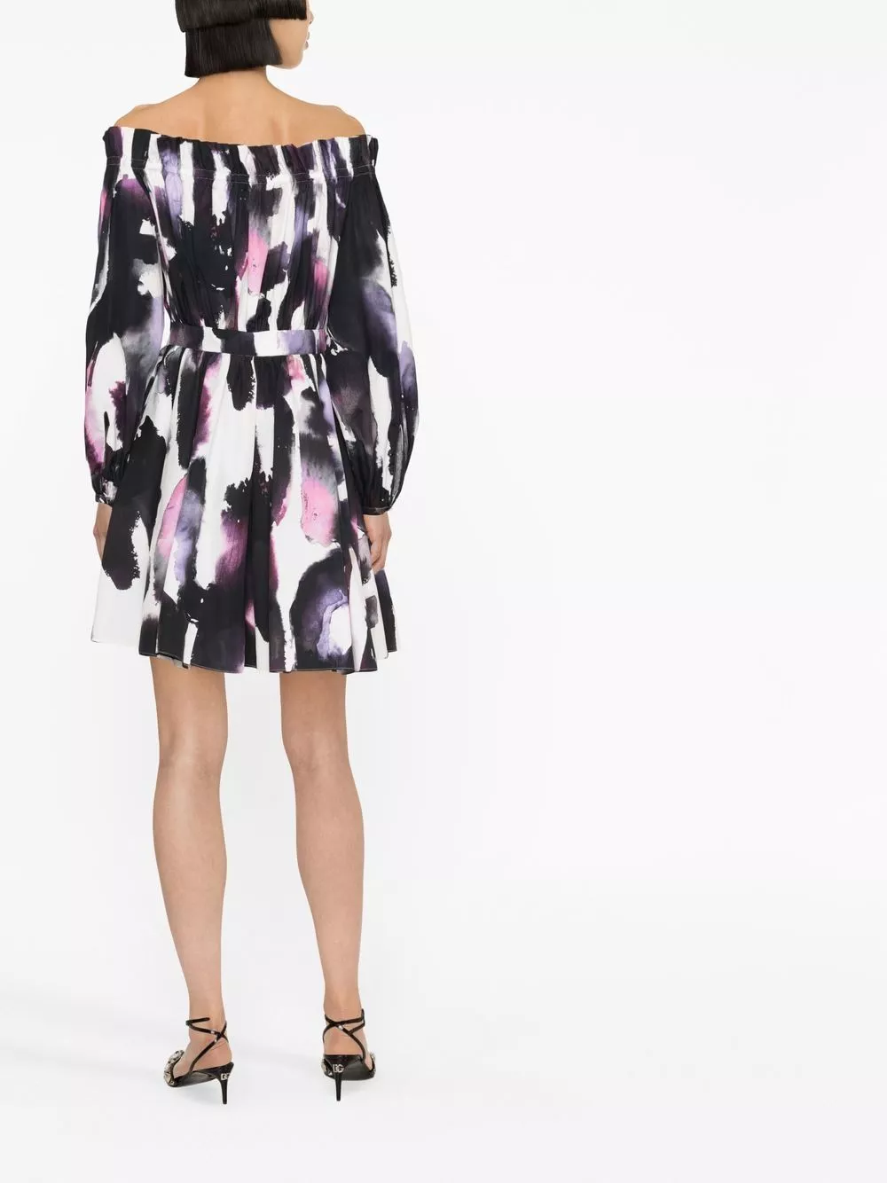 Affordable Alexander McQueen off-shoulder abstract-print minidress Women 0117