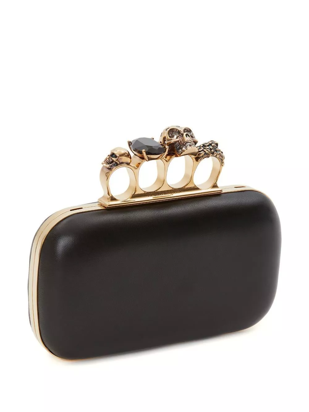 Affordable Alexander McQueen leather Skull Four-Ring clutch bag Women 0130