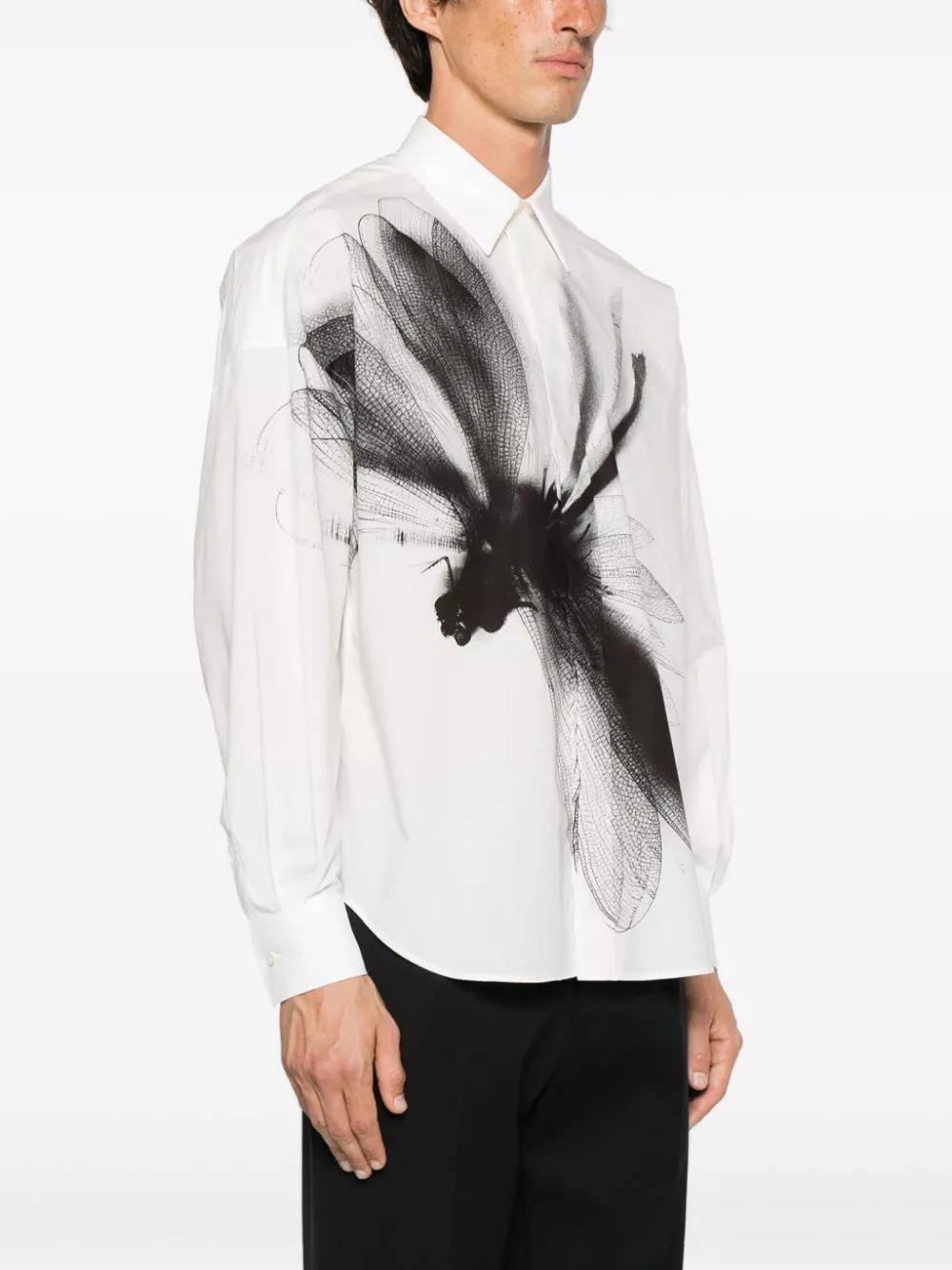 Cheap Alexander McQueen Dragonfly-print cotton shirt Men 0113