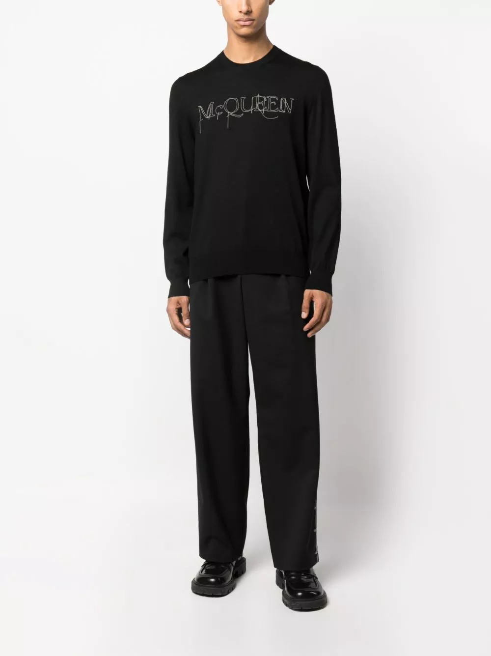 Affordable Alexander McQueen embroidered-logo cotton jumper Men 0128