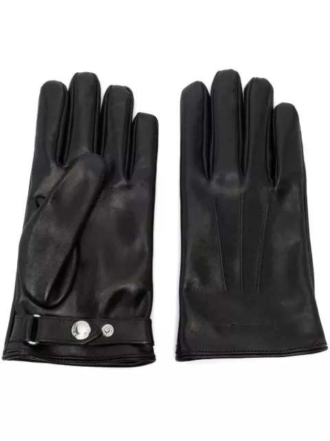 Affordable Alexander McQueen debossed-logo leather gloves Men 0119