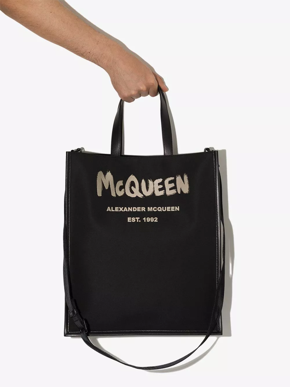 Affordable Alexander McQueen brushed logo tote bag Men 0115