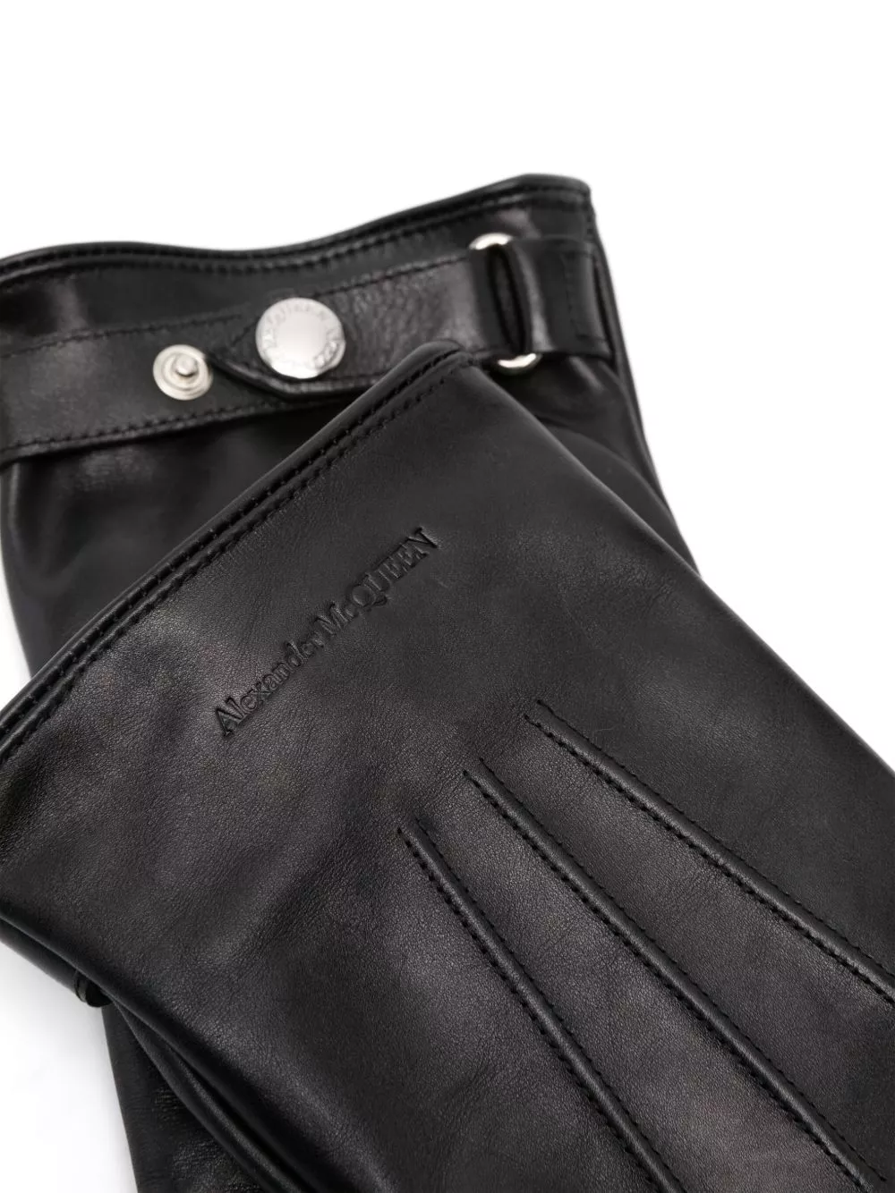 Affordable Alexander McQueen debossed-logo leather gloves Men 0119