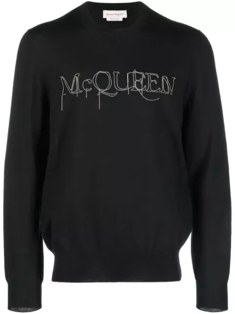 Affordable Alexander McQueen embroidered-logo cotton jumper Men 0128