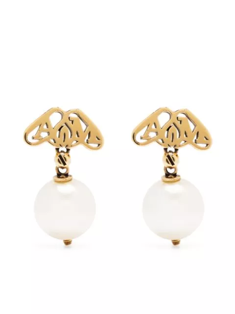 Affordable Alexander McQueen Seal logo-motif pearl earrings Women 0127