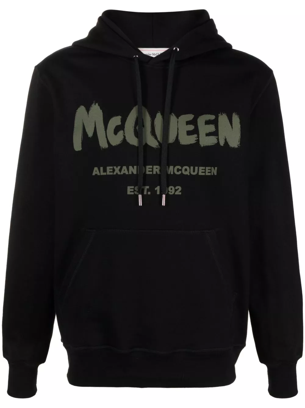 Cheap Alexander McQueen Graffiti logo-print cotton hoodie Men 0129