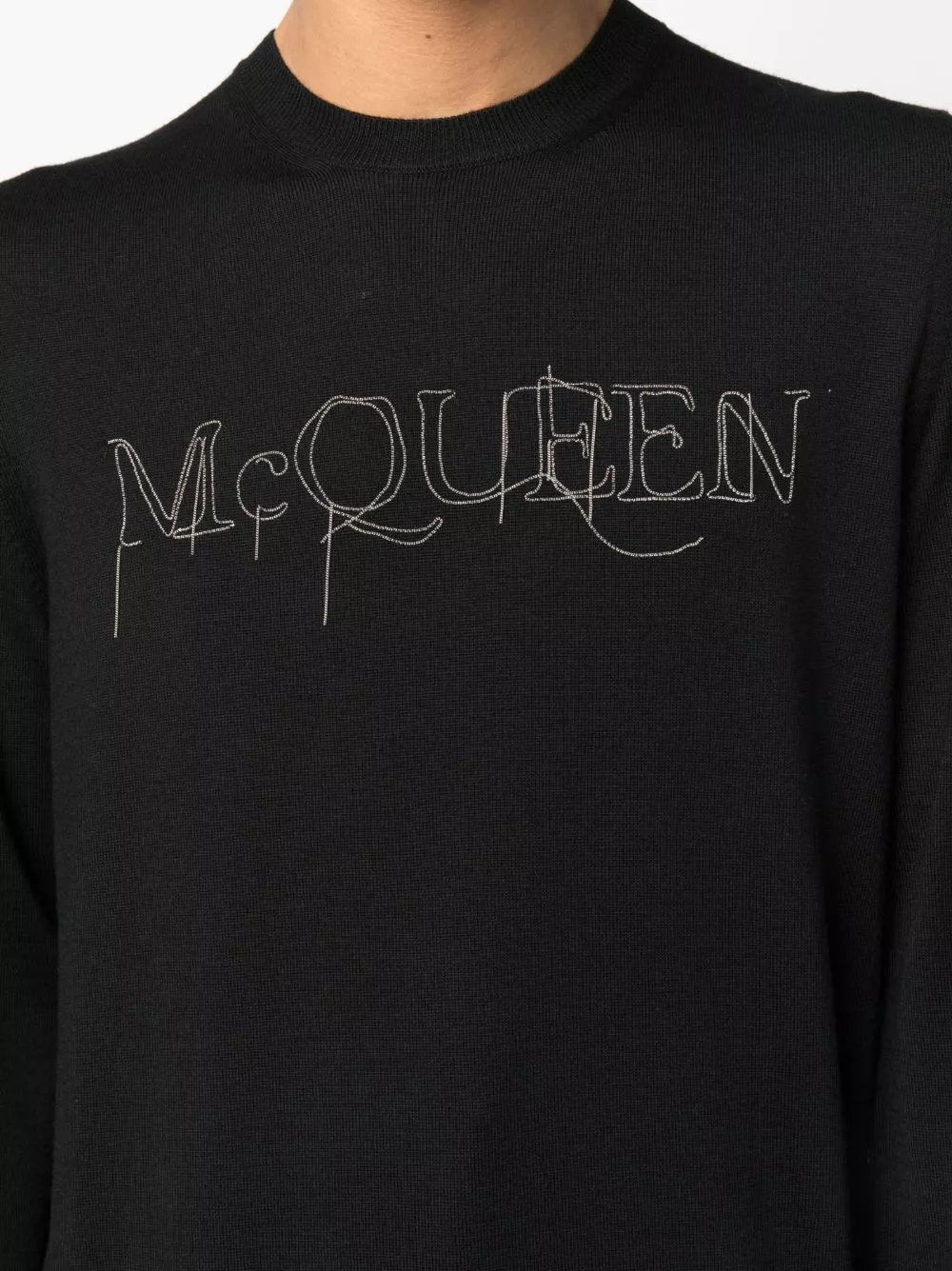 Affordable Alexander McQueen embroidered-logo cotton jumper Men 0128