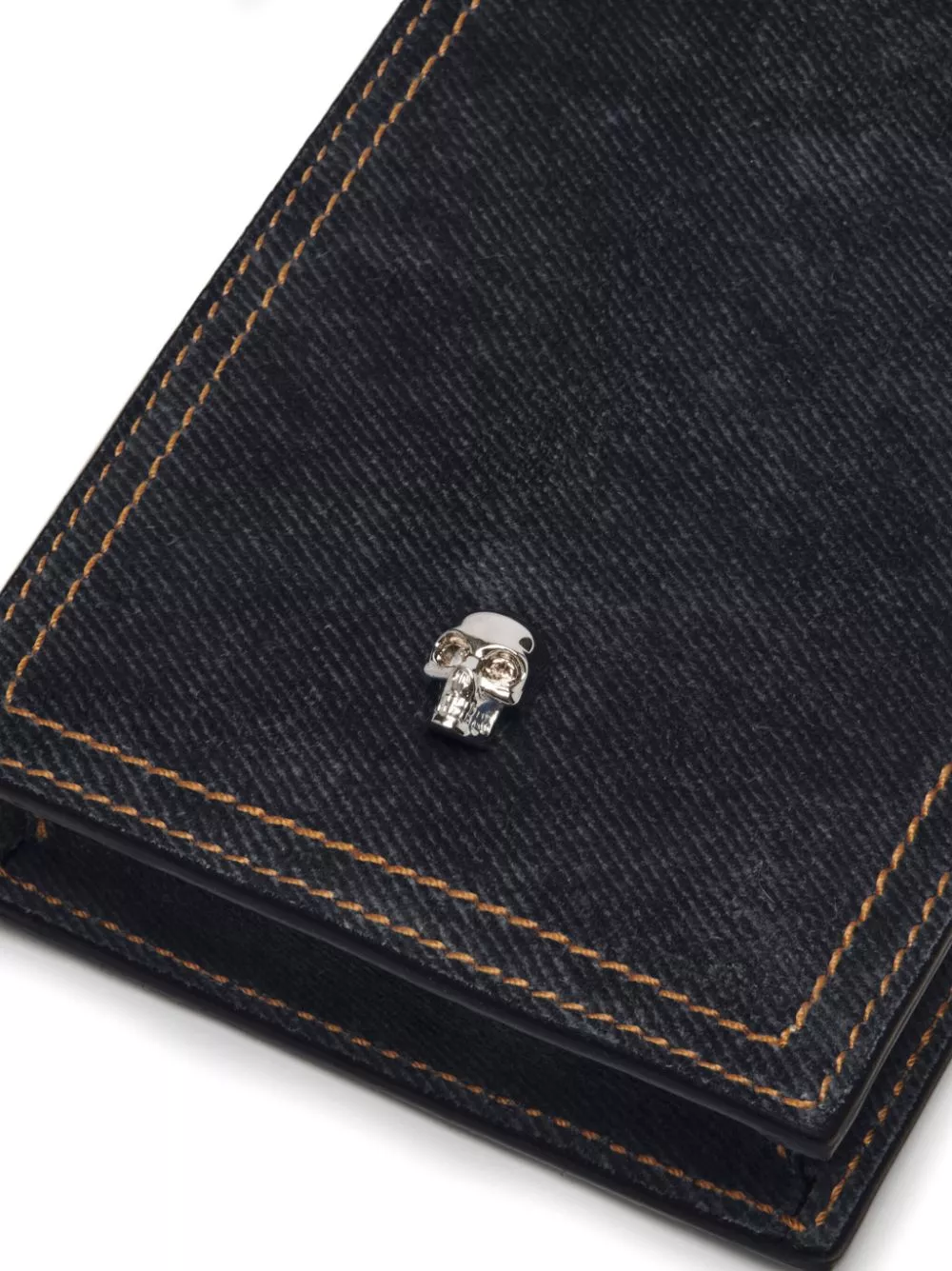 Cheap Alexander McQueen skull-detail denim phone holder Women 0131