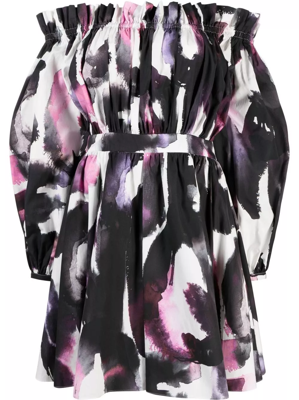 Affordable Alexander McQueen off-shoulder abstract-print minidress Women 0117