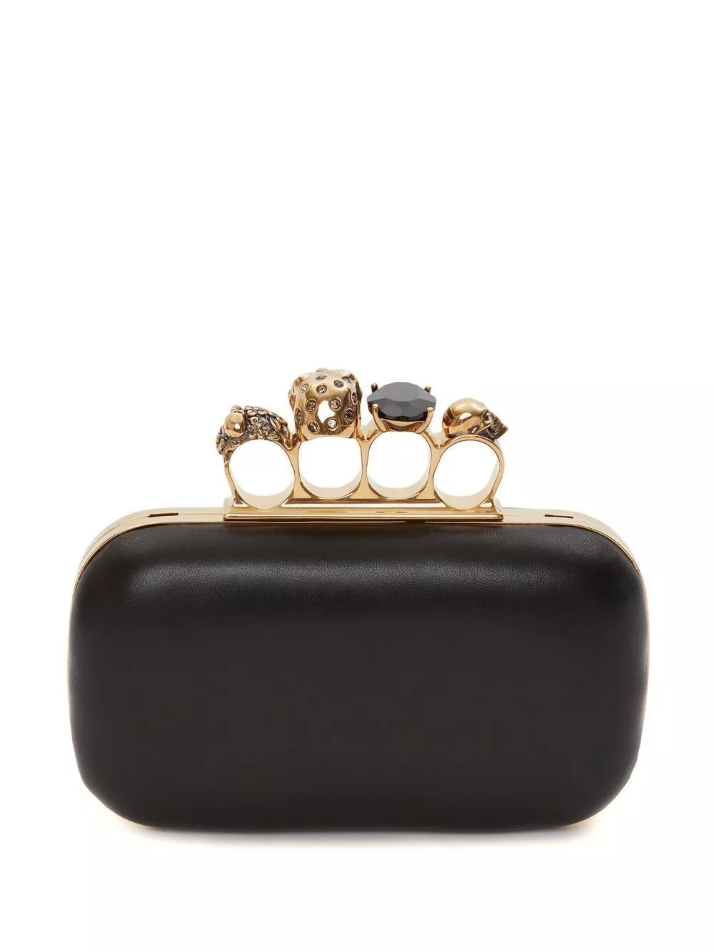 Affordable Alexander McQueen leather Skull Four-Ring clutch bag Women 0130