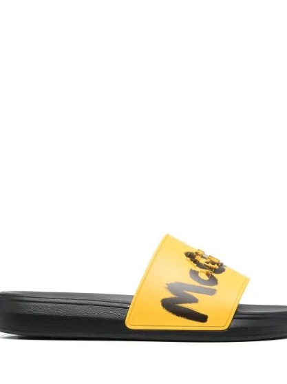 Affordable McQueen slip-on Men Alexander graffiti-logo slides 0208