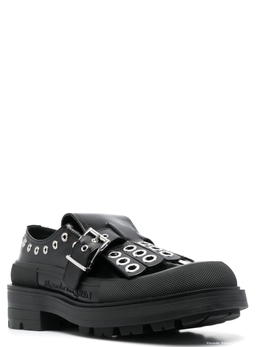 Affordable McQueen Men Alexander shoes buckle-fastening monk tassel 0211