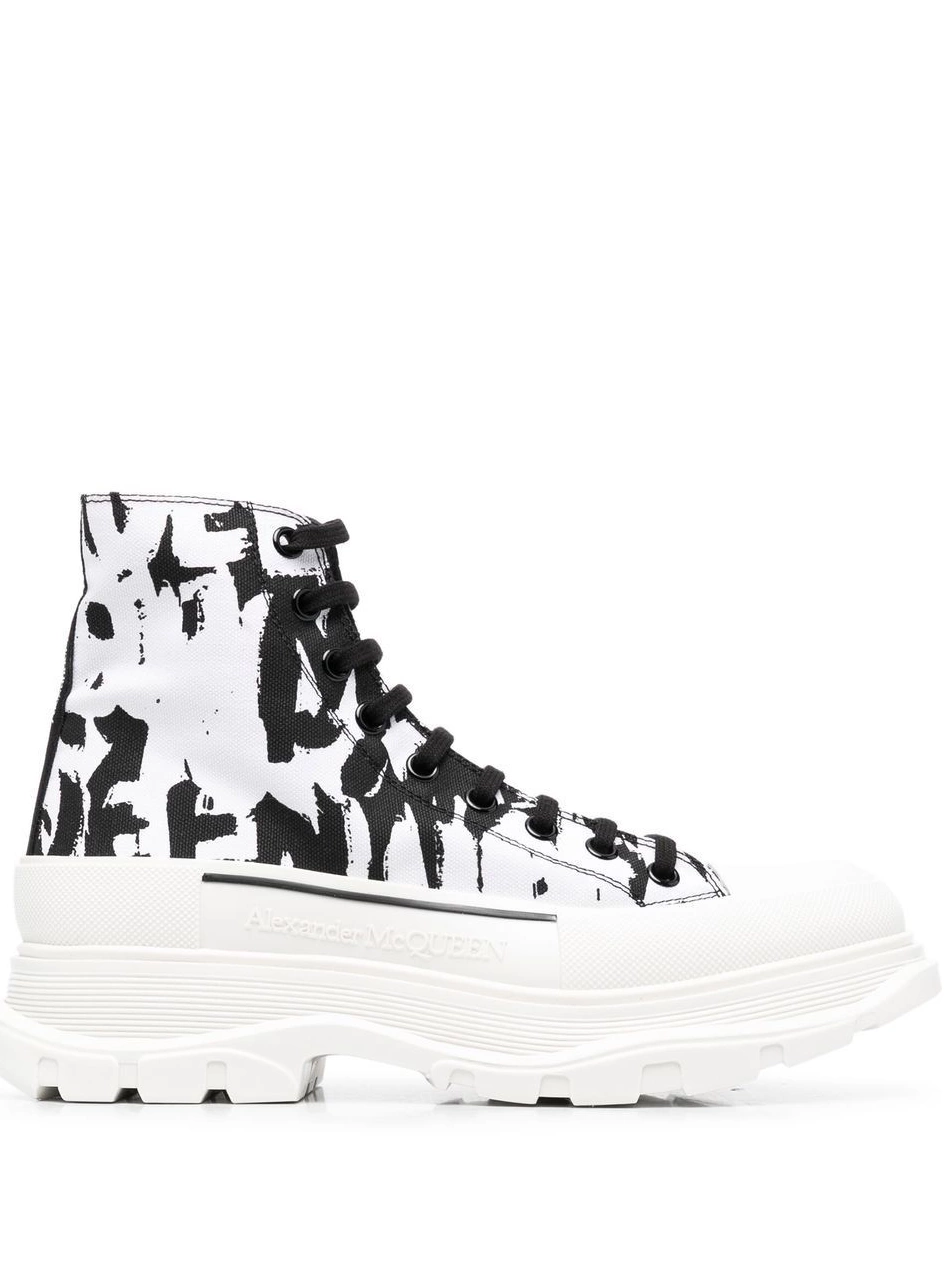 Affordable boots Tread Alexander Men Graffiti canvas McQueen 0212