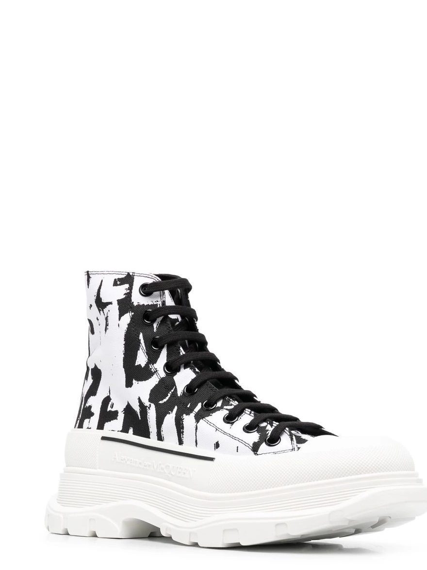 Affordable boots Tread Alexander Men Graffiti canvas McQueen 0212