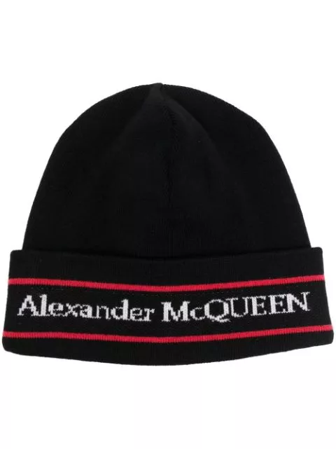 Affordable Alexander McQueen logo intarsia-knit cashmere beanie Men 0205