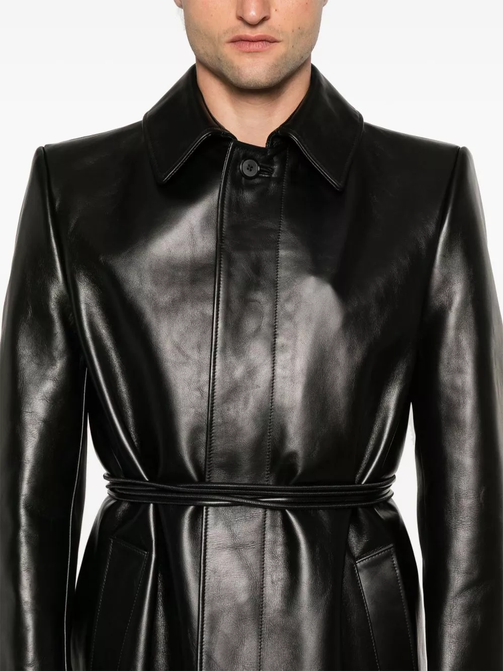 Affordable Alexander McQueen leather coat Men 0204