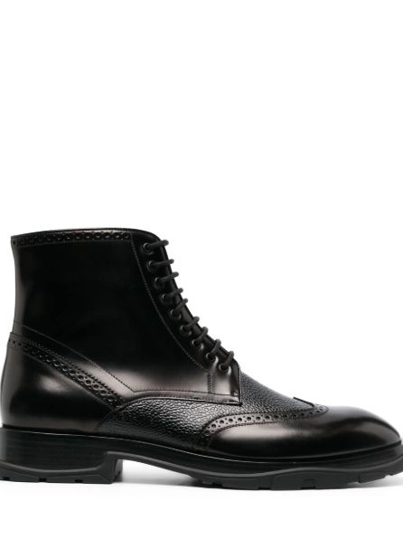 Cheap lace-up Alexander textured Men McQueen boots 0221