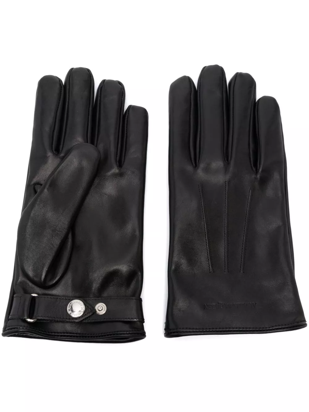 Affordable Alexander McQueen debossed-logo leather gloves Men 0205