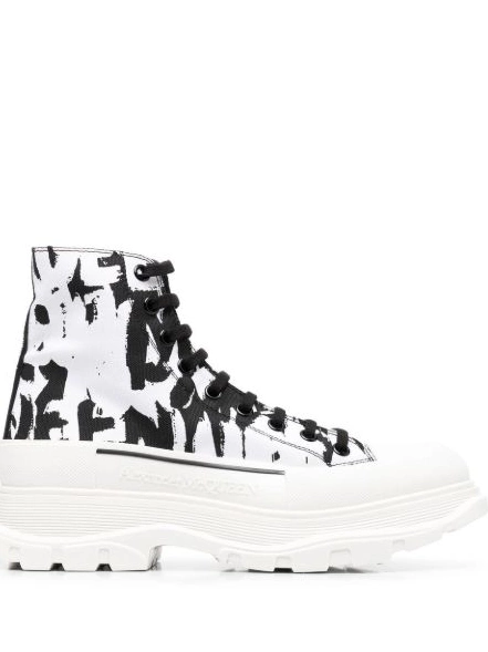 Affordable boots Tread Alexander Men Graffiti canvas McQueen 0212