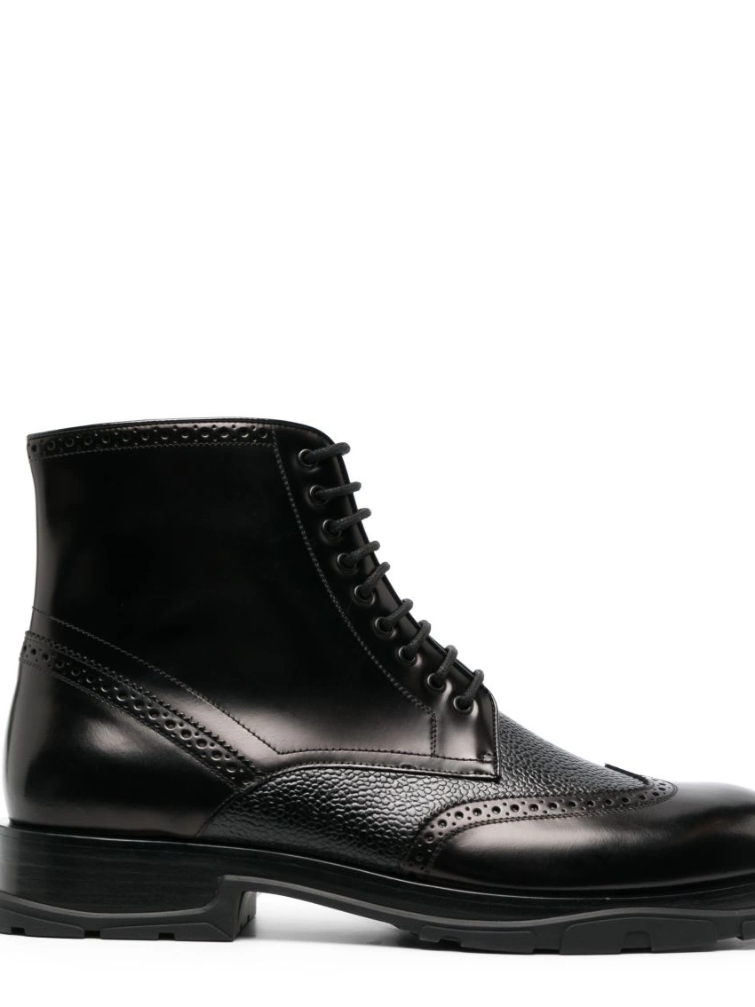 Cheap lace-up Alexander textured Men McQueen boots 0221