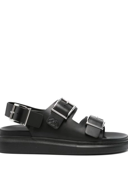 Affordable McQueen logo-debossed leather sandals Men Alexander 0216