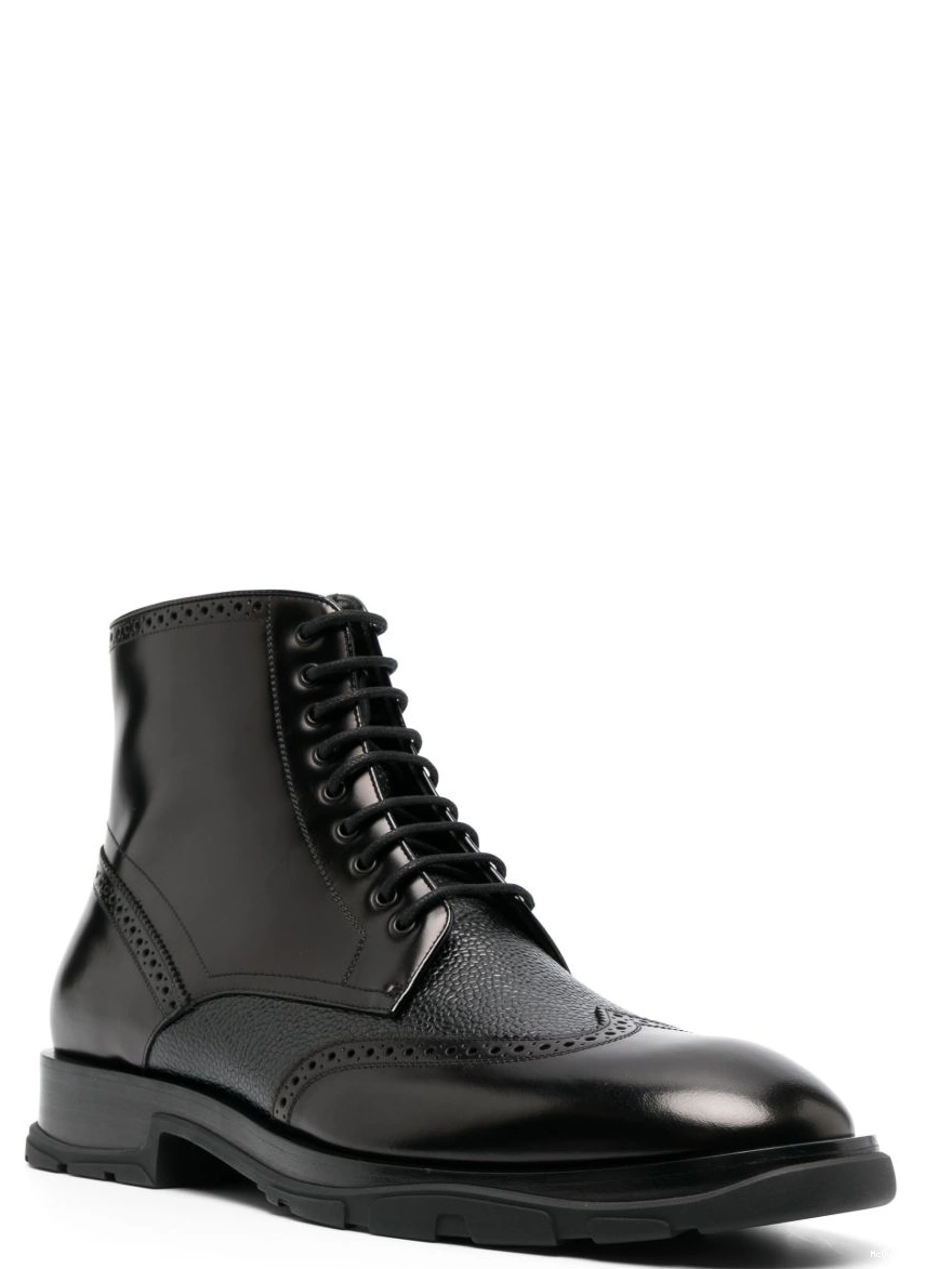 Cheap boots lace-up McQueen Men textured Alexander 0211