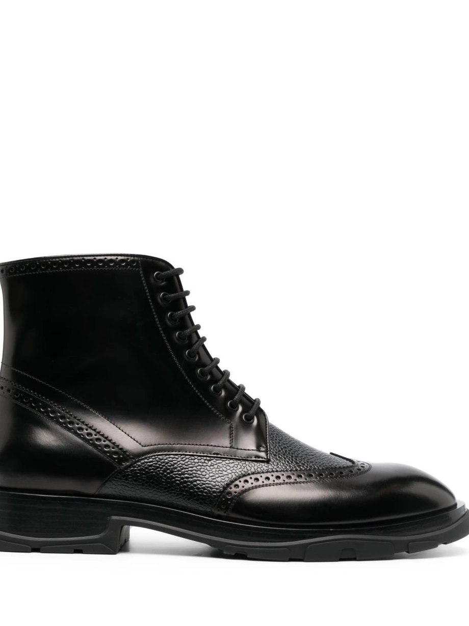 Cheap boots lace-up McQueen Men textured Alexander 0211