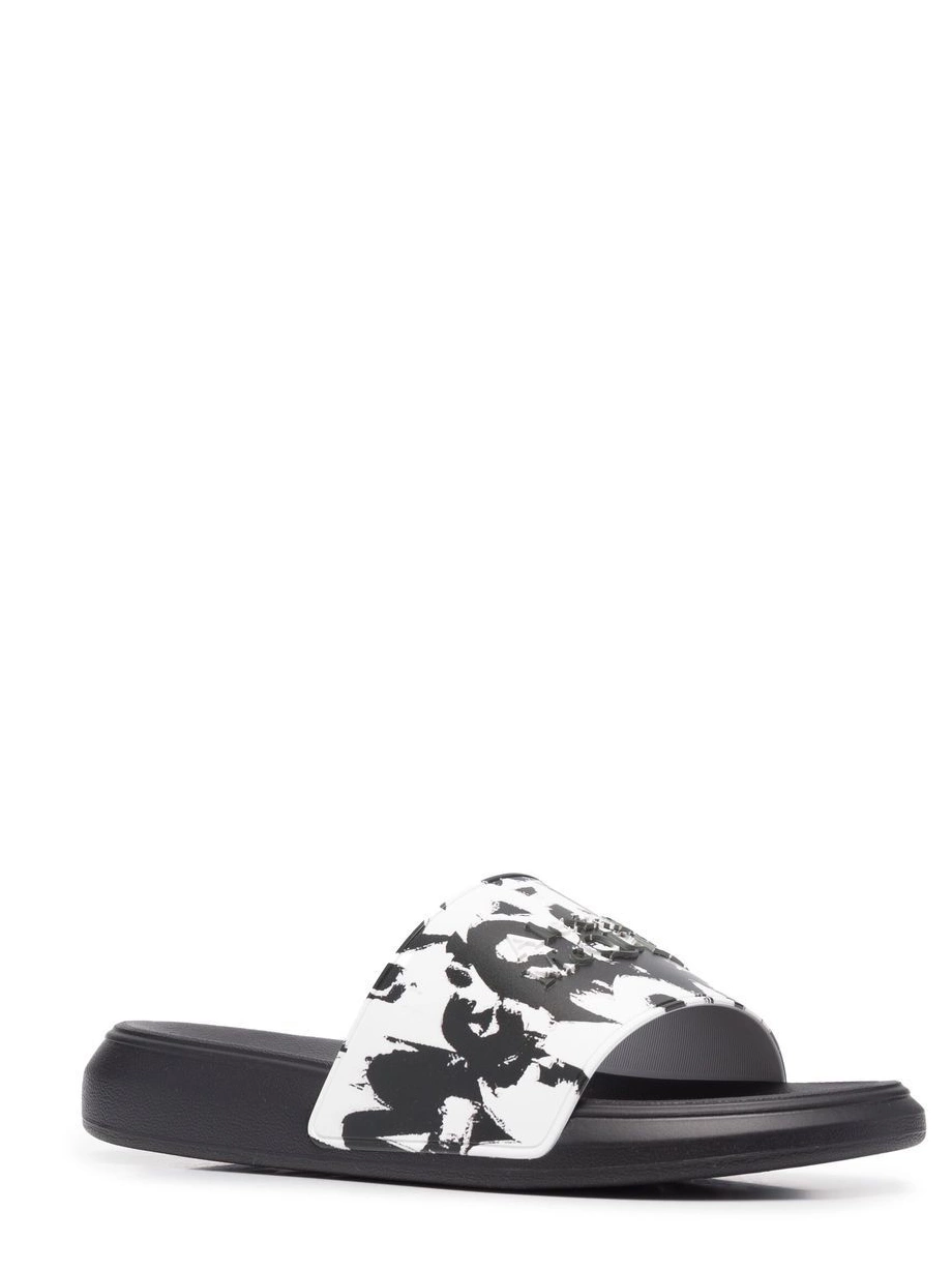 Cheap McQueen slides Graffiti paint Men splatter Alexander 0319